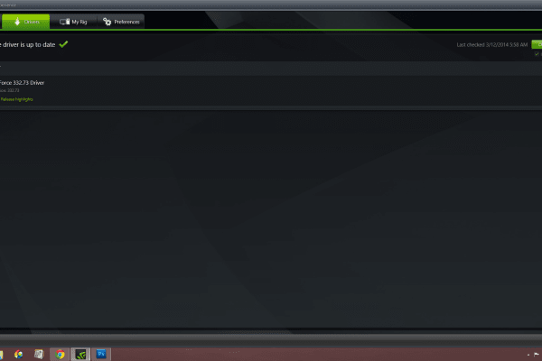 The driver update feature on Nvidia GeForce Experience