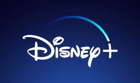 The Disney Plus logo on a dark blue background