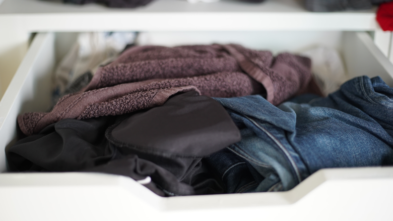 Clothes in dresser drawer