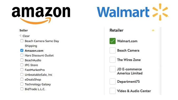 Amazon and Walmart Seller Filters