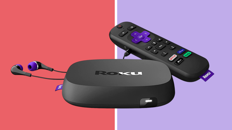 roku remote and TV set