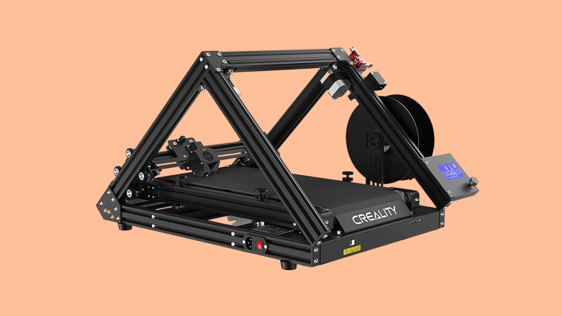 Product image of the Creality CR-30 3D Printer on a Reviewed background.