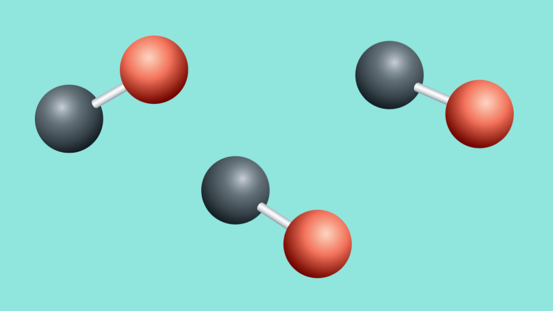 Illustration of microscopic CO particles floating.