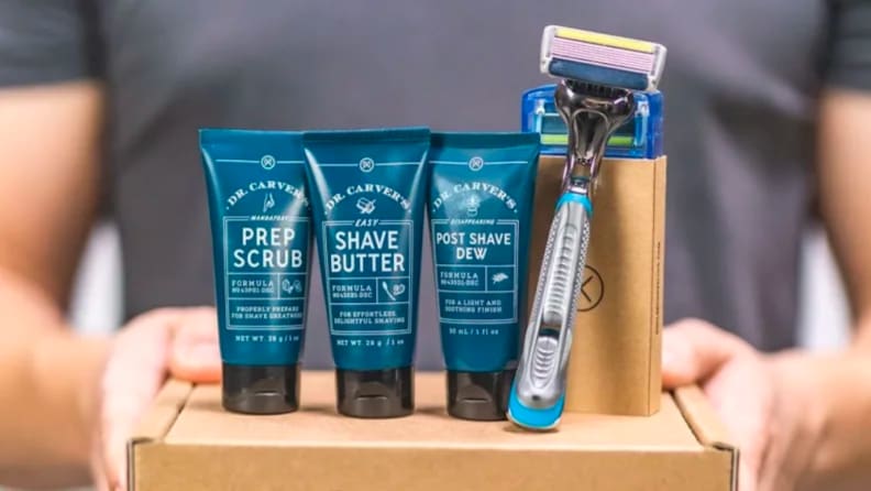 A collection of Dollar Shave Club creams.