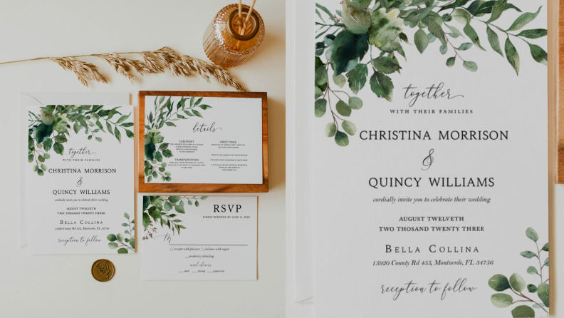 Wedding invitations with a floral motif