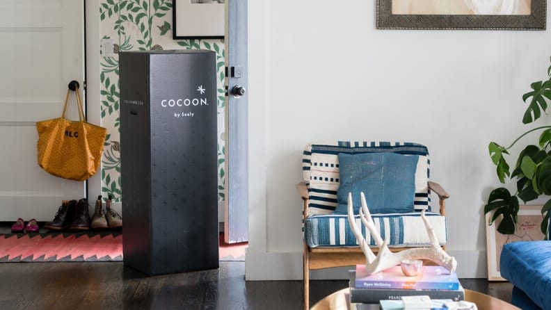 the cocoon mattress in a box in someone's living room