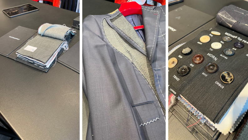 Shots from the design studio of the custom suit-making process at Suitsupply.
