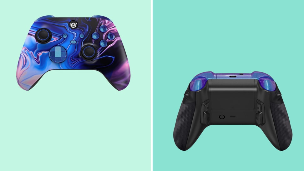 Split image of the front and back of the HexGaming Ultra X Controller.