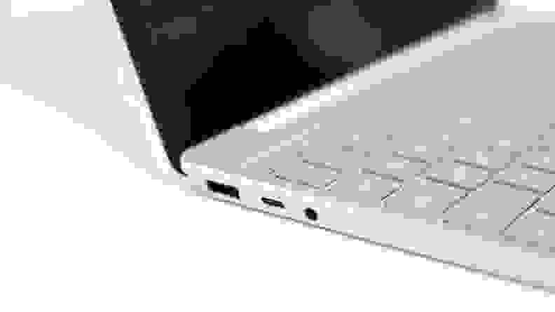 Side view of the laptop's ports.