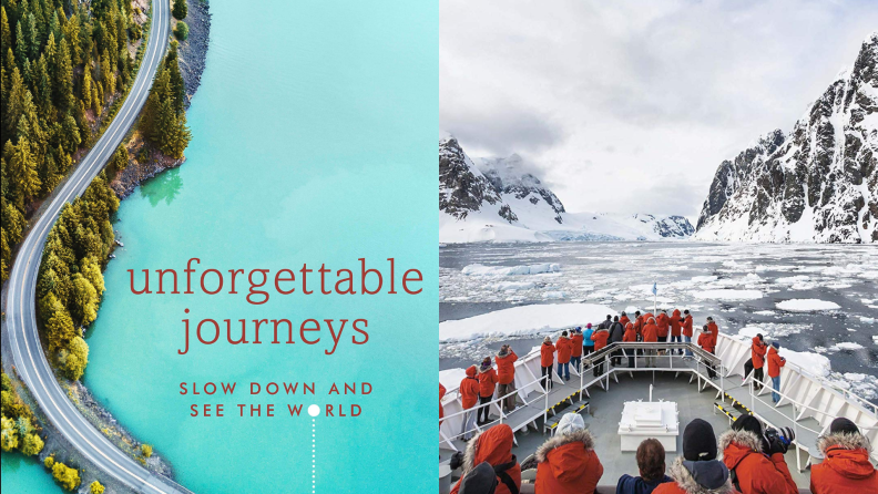 The cover of Unforgettable Journeys: Slow Down and See the World.