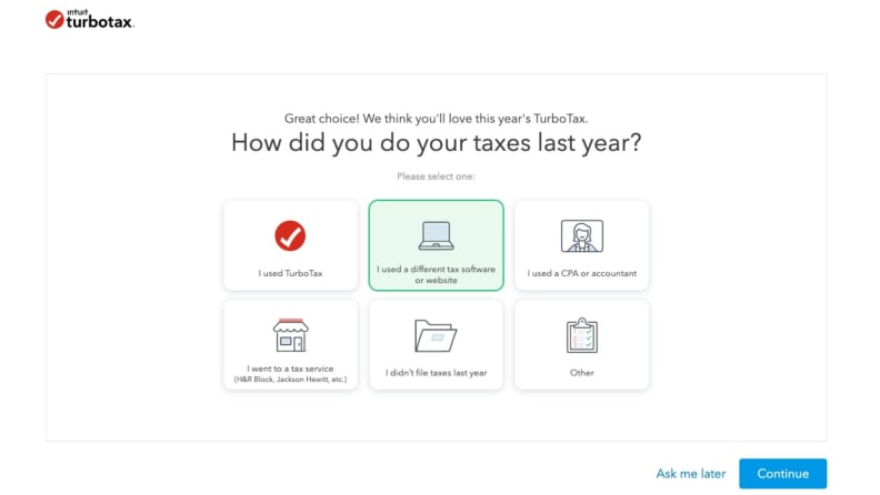Screenshot of filing taxes with Turbotax