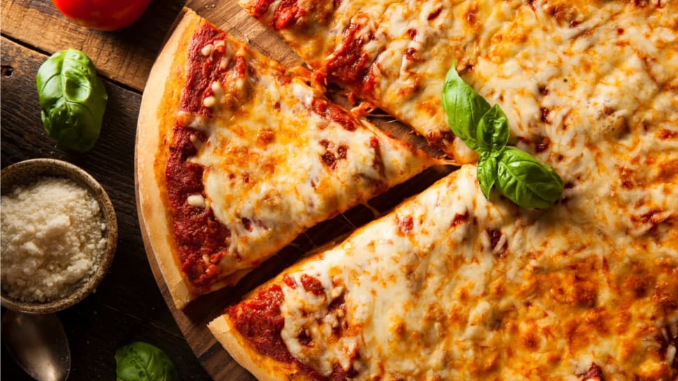 Closeup of cheese pizza