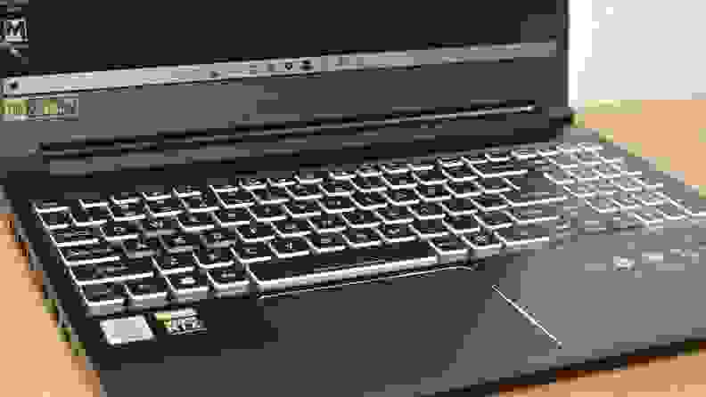 A photo of the Acer Predator Triton 300 gaming laptop keyboard