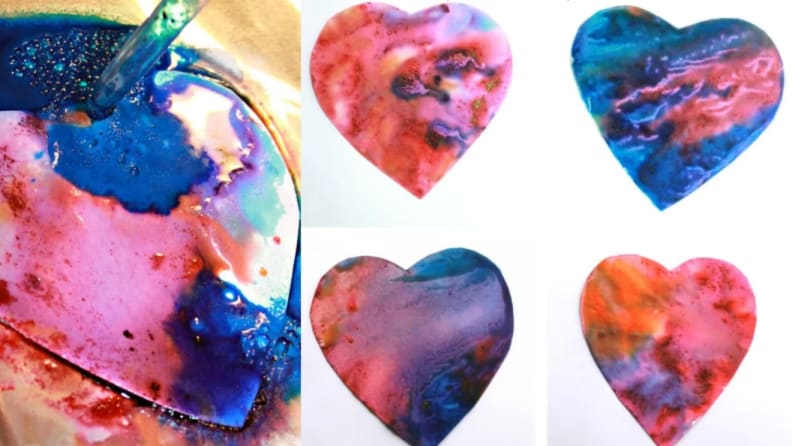 A multicolored heart craft.