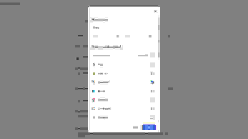 Screenshot of Google settings