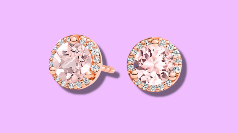 pink Diamond earrings in rose old setting