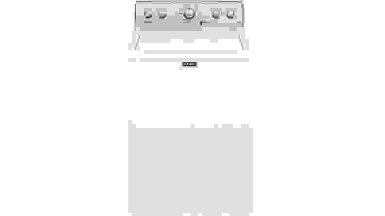 美泰MVWC565FW顶载洗衣机，白色背景。