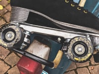 Photo of a black BTFL roller skate.