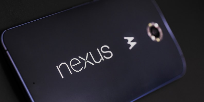 A photo of the Google Nexus 6's logo.