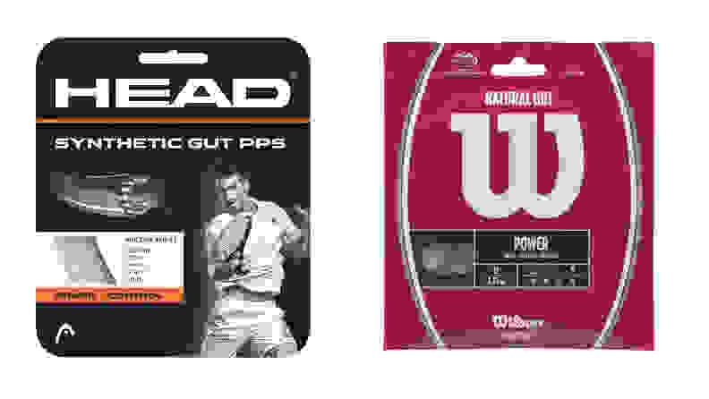 The Head Synthetic Gut PPS Multifilament Tennis Racket String and the Wilson Natural Gut Power Tennis String.