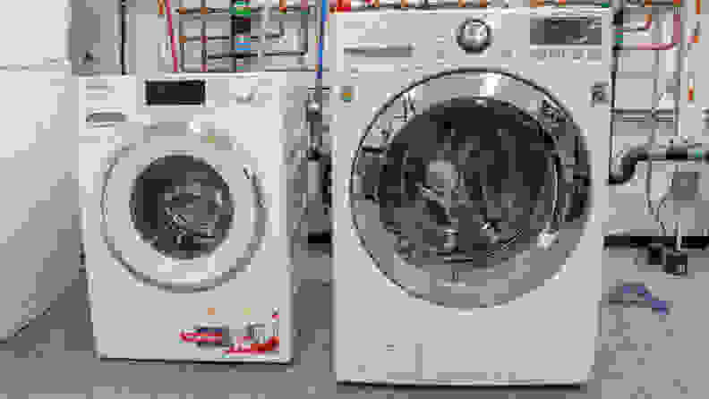 The Miele W1 washers are compacts, standing 33 1/2 inches tall,  23 1/2 inches wide, and 25 3/8 inches deep.