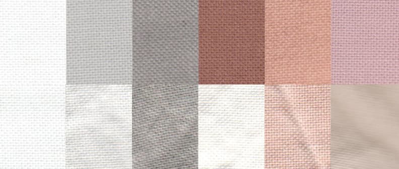 Before and after test stain results using the Normal cycle. From left to right: control, sweat, dirt, blood, cocoa, and red wine.