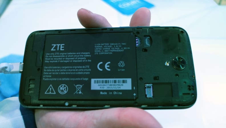 ZTE Grand X 3 with the back cover removed