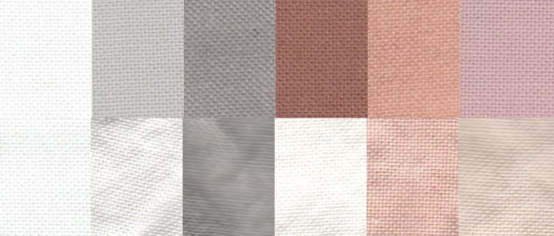 Before and after test stain results using the Normal cycle. From left to right: control, sweat, dirt, blood, cocoa, and red wine.