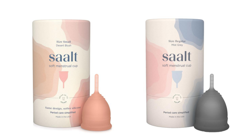 Saalt menstrual cups in pink and gray