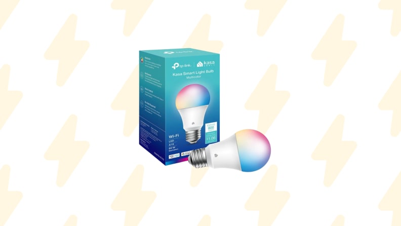 A lightbulb on a background with lightning bolts