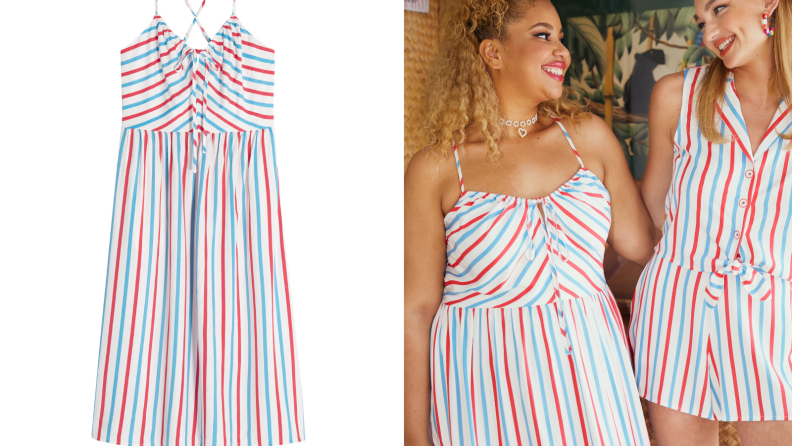ModCloth red and blue striped sundress