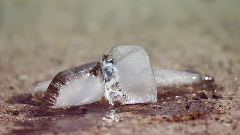 Ice melting on concrete