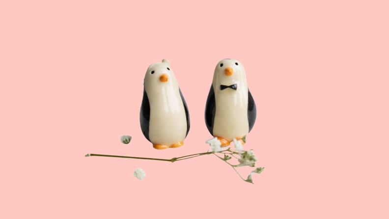 two penguins wedding cake topper