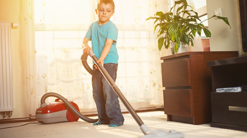 Turn the vacuuming over to your grade schooler.