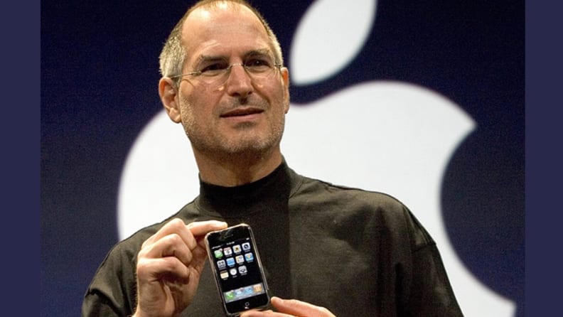 Steve Jobs unveils the iPhone at Macworld 2007.