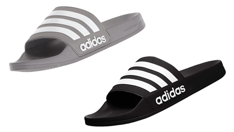 Two pairs of adidas slide sandals
