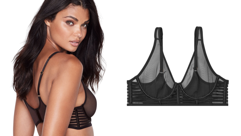 woman modeling VS mesh bra