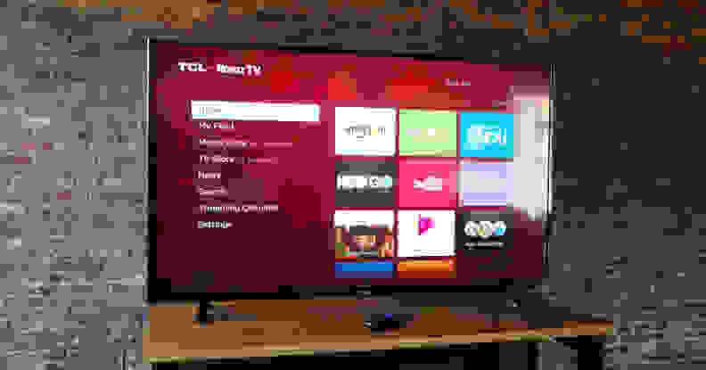 The TCL P Series is pretty plain, featuring narrow black bezels and silver-capped feet.