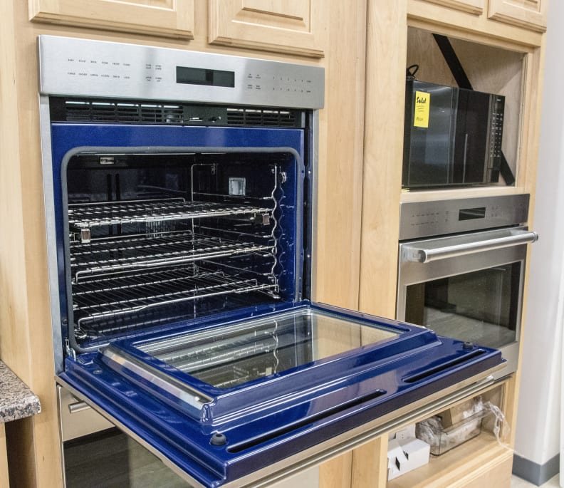 The oven can be installed flush with your existing cabinets. Photographed at Boston Appliance in Woburn, MA