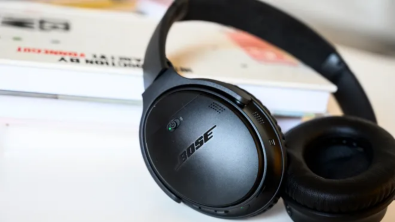Bose headphones on a desk