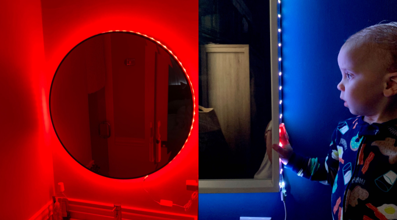 Smart light strips around mirrors