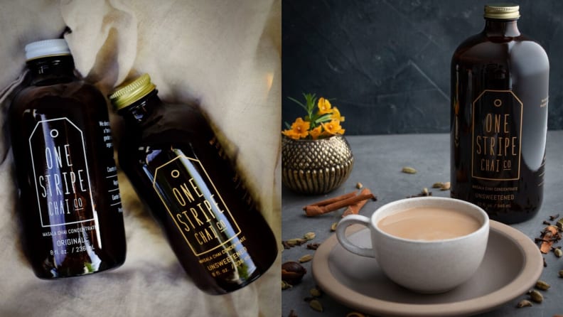 The masala chai concentrate is available sweetened or unsweetened.
