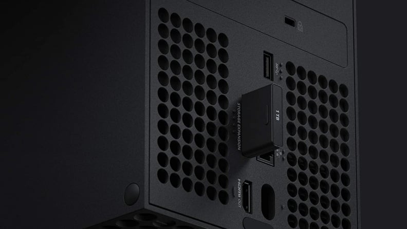 Closeup of a Seagate expansion card.