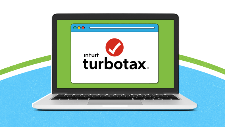 laptop displaying intuit turbotax logo