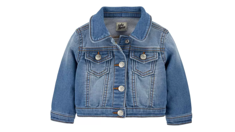An image of a soft denim jacket in blue.