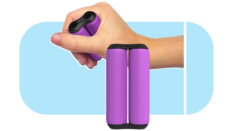 Hand squeezing purple Ono Roller Jr.