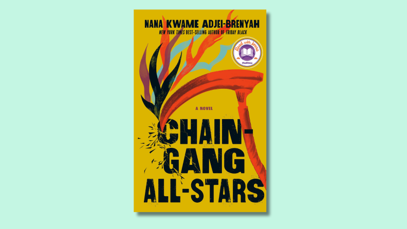 The cover of Chain Gang All Stars against a teal background.