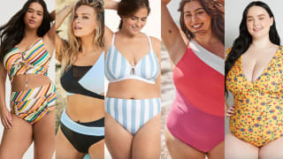 Five plus-size women in bathing suits