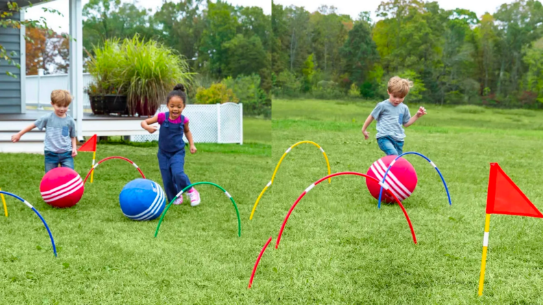 Children play Hearthsong outside.