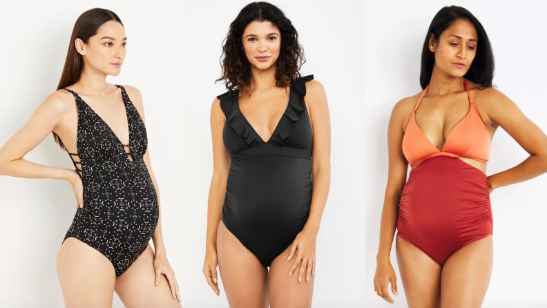 Ruffled Maternity One Piece Swimsuit UPF 50+ - A Pea In the Pod